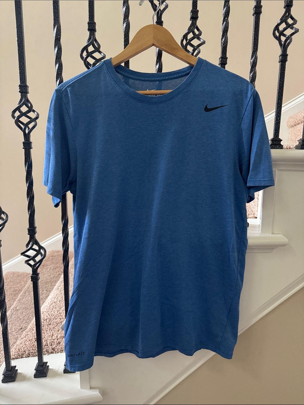 Nike Men’s Blue Performance Crew Neck Tee with Black Swoosh
